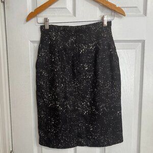 Jacob Black Patterned Silk Pencil Skirt
